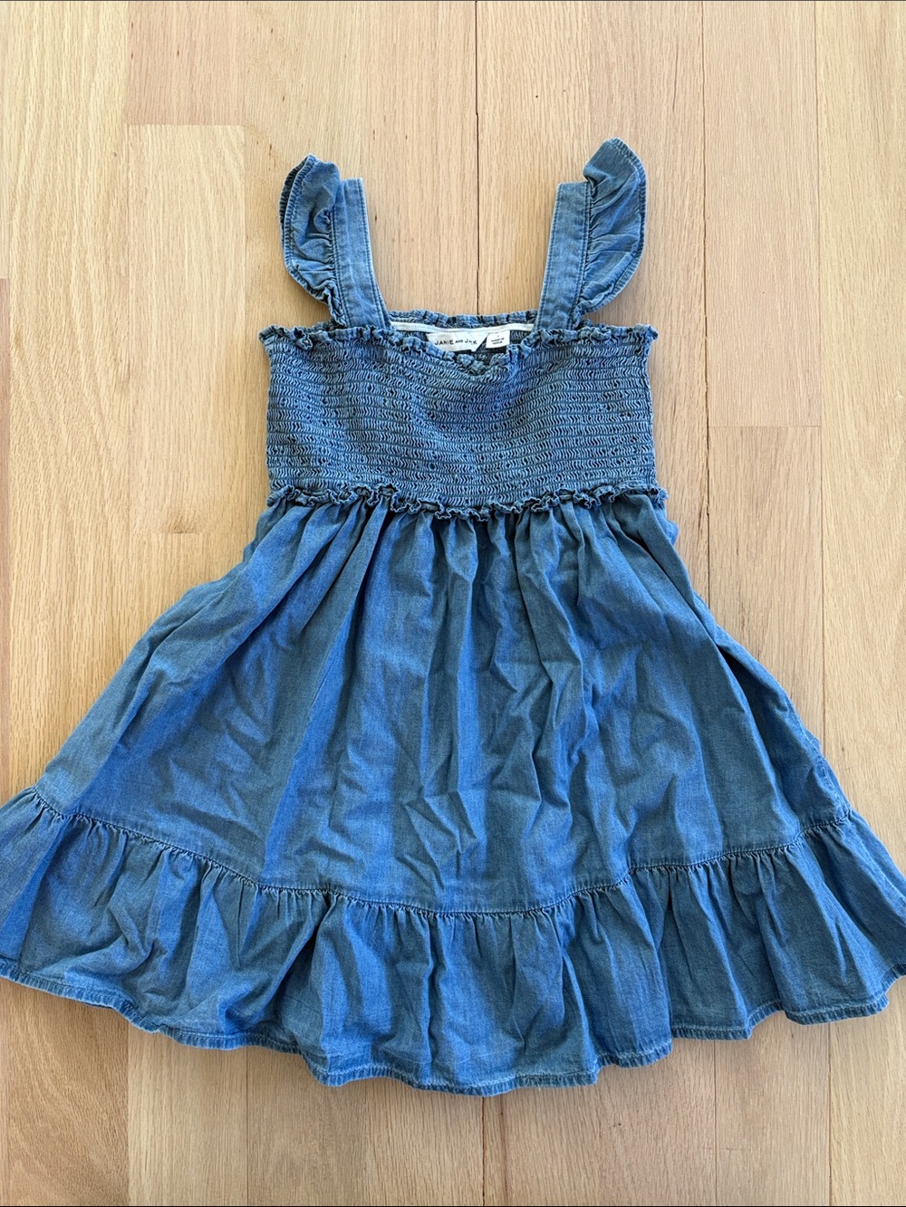 Janie and Jack Denim-Style Blue Smocked Sundress with Ruffle Straps